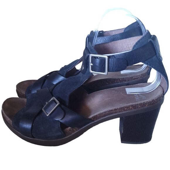 Dansko Dominique Block Heel Sandals Black Leather Size 41 /11US - Picture 3 of 11